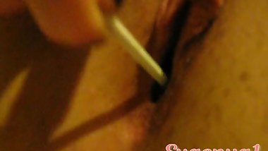 Lollipop and panties in teen pussy