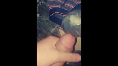 Cumming into a glass