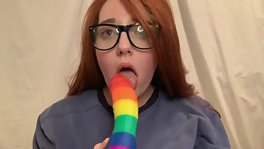 Sucking my Rainbow Dildo Teaser