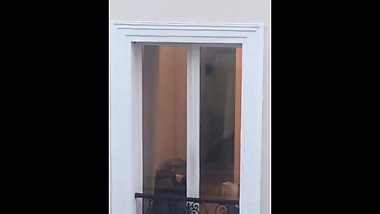 Sneaky voyeur peak of naked Nancy in her underwear