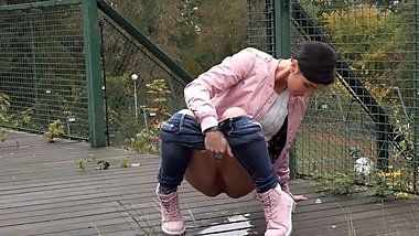 Girl pee at public 10