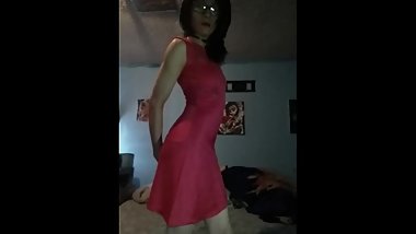 ts tease dancing;with butt plug. pretty in pink