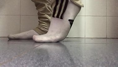 Sweaty socks soles after a bicycle ride