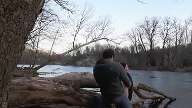 Teens caught fucking by the river