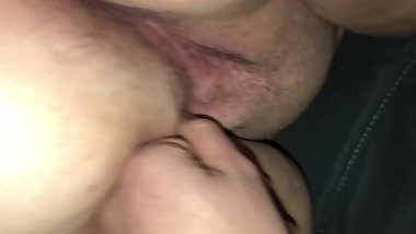 Slutty bitch taking a doggy creampie