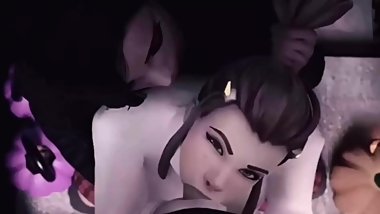 Brigitte Sucking Dick With Pharah Holding Her Head