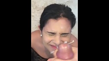 Beautiful LATINA Whore DISLIKES HUGE FACIAL RAINING CUM SHOWER