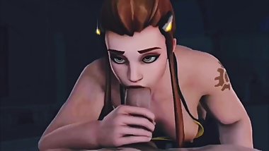 Brigitte Sucking Dick in Cupless Bra