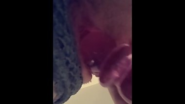 Slow with glass dildo