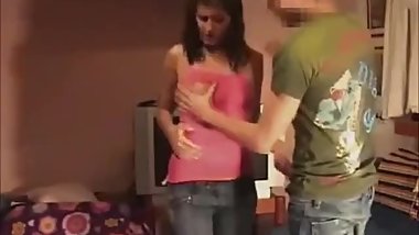 He pisses on her and fucks her hard