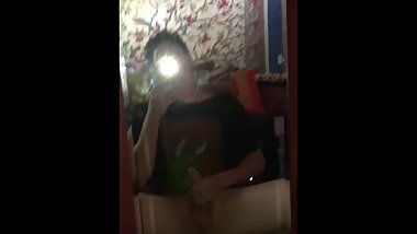 hot teen cumming in front of mirror again