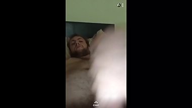 Hairy northern lad wanks on snapchat and cums