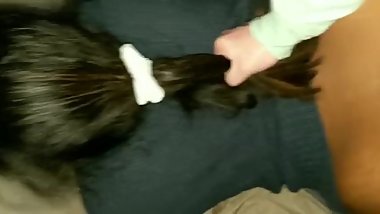 she moans while I pull her hair and hit it from behind