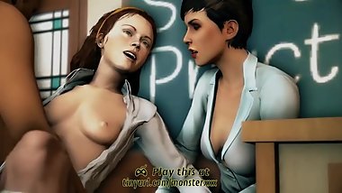 3D Schoolgirl Teen Threesome