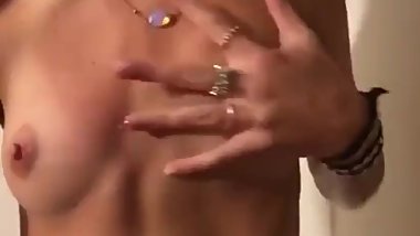 Young teen shows off in the shower