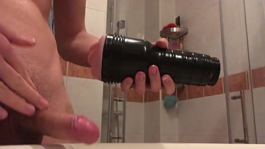 Cum shower in a bathroom