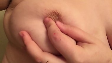 Playing with titties well family is downstairs