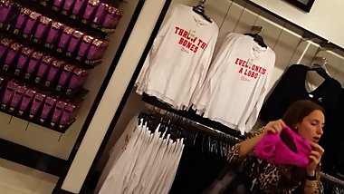 Very cute teen candid shopping with mom
