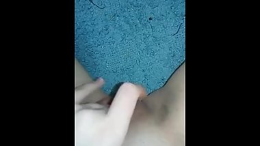 Teen rubs tight pussy