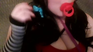 DDLG Babygirl Neko Pet~ (sucking my binki & tugging on my leash)