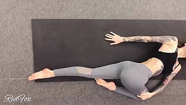 Tattooed Russian babe practices sexy yoga poses - RedFox/Red Fox