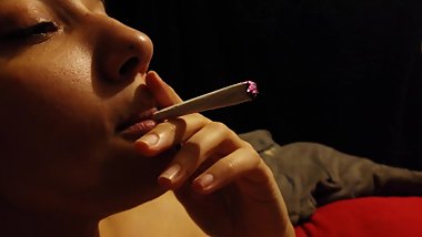 Interracial smoking weed teen facial cumshot