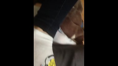 Girlfriend teases me with her feet before sockjob